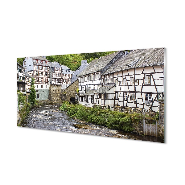 Tableau imprimé sur verre Allemagne vieux bâtiments de la rivière