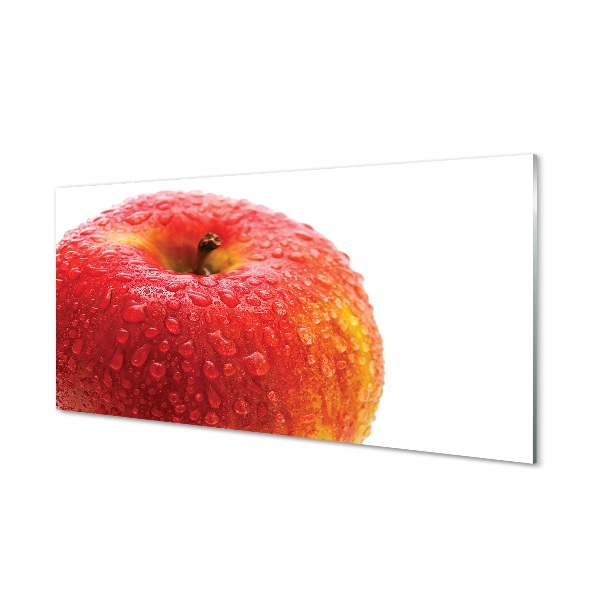 Tableau sur verre Des gouttelettes d'eau sur la pomme