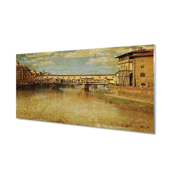 Tableau en verre Bâtiments italie rivière ponts