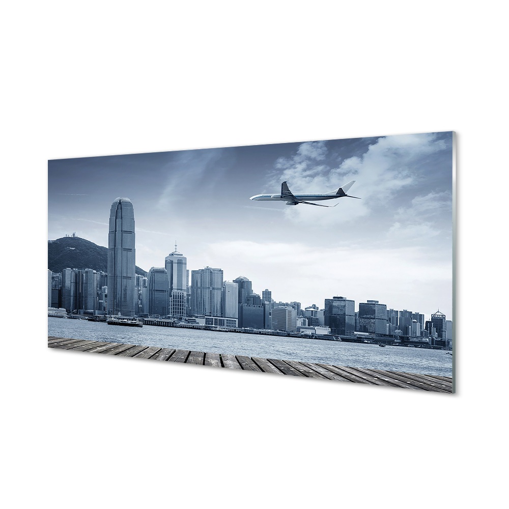 Tableau sur verre Nuages avion ville