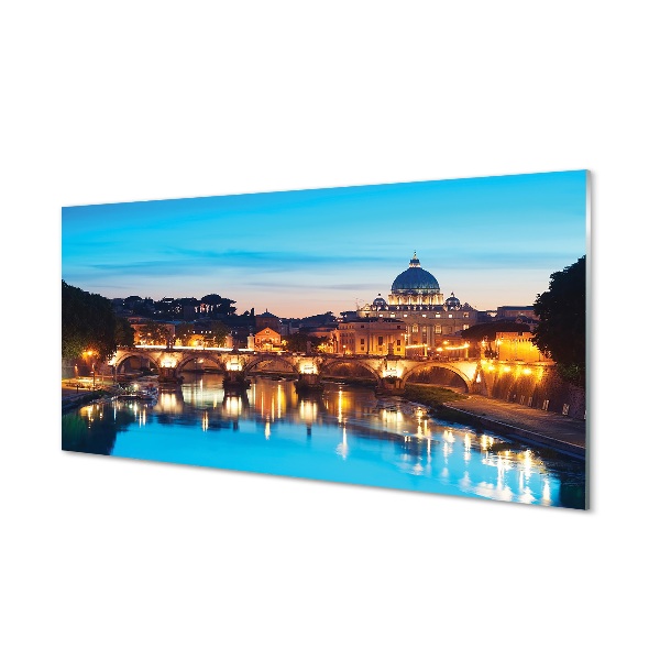 Tableau verre imprimé Rome ponts de la rivière sunset