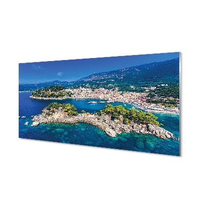 Tableau verre imprimé Ville de la mer panorama grèce