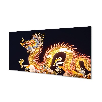 Tableau verre imprimé Golden dragon japonais
