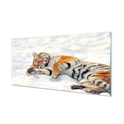 Tableau sur verre Hiver tiger