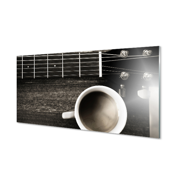 Tableau imprimé sur verre Guitare café