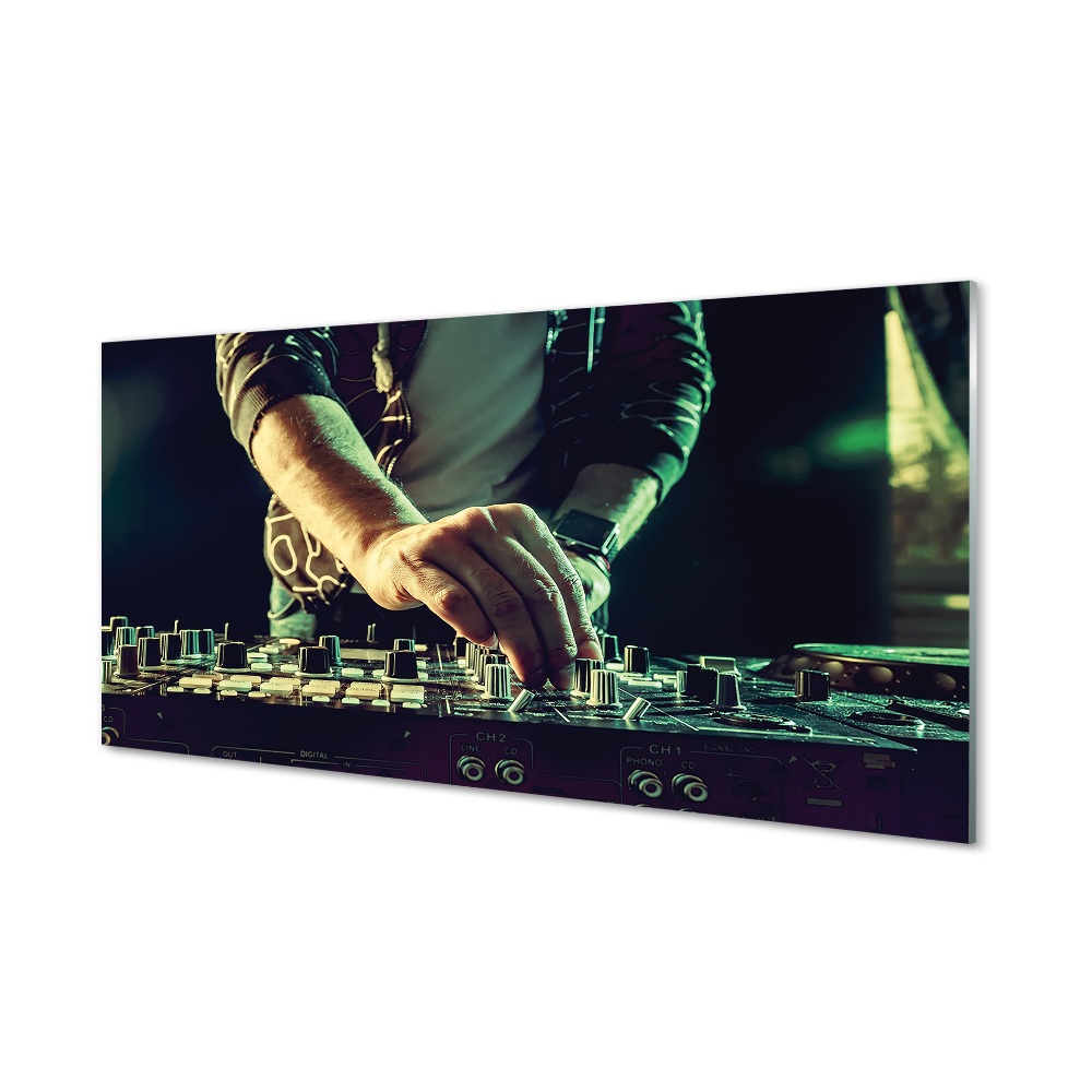 Tableau imprimé sur verre Console dj casque