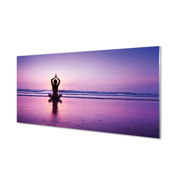 Tableau photo sur verre Yoga de la mer femme