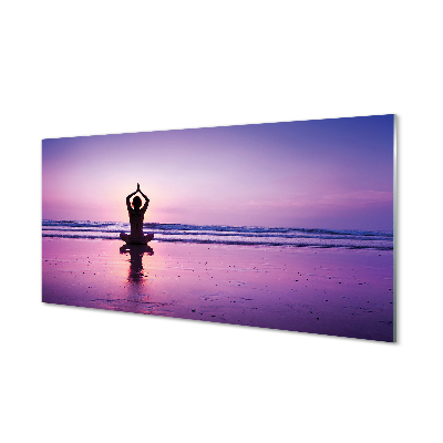 Tableau photo sur verre Yoga de la mer femme