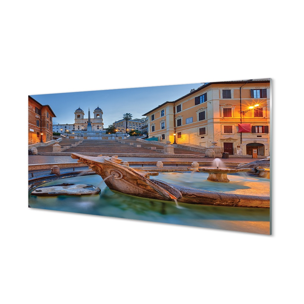 Tableau en verre Rome bâtiments fontaine sunset