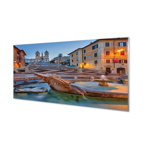 Tableau en verre Rome bâtiments fontaine sunset