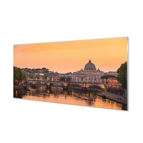 Tableau imprimé sur verre Rome rivière sunset bâtiments ponts