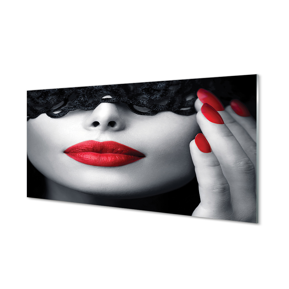 Tableau imprimé sur verre Femme lèvres rouges