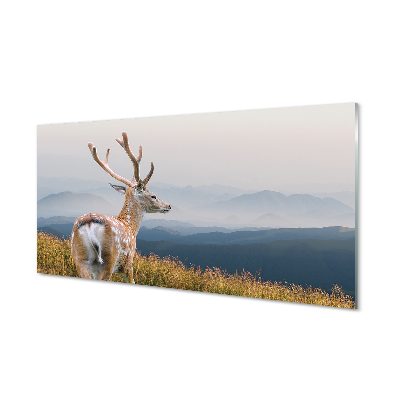 Tableau en verre Cerfs montagnes