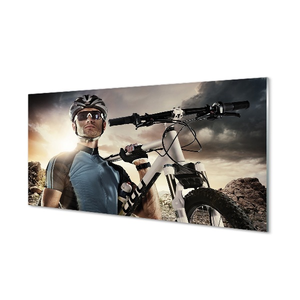 Tableau imprimé sur verre Nuages ​​vélo cycliste