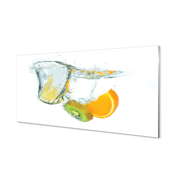 Tableau photo sur verre Orange kiwi eau