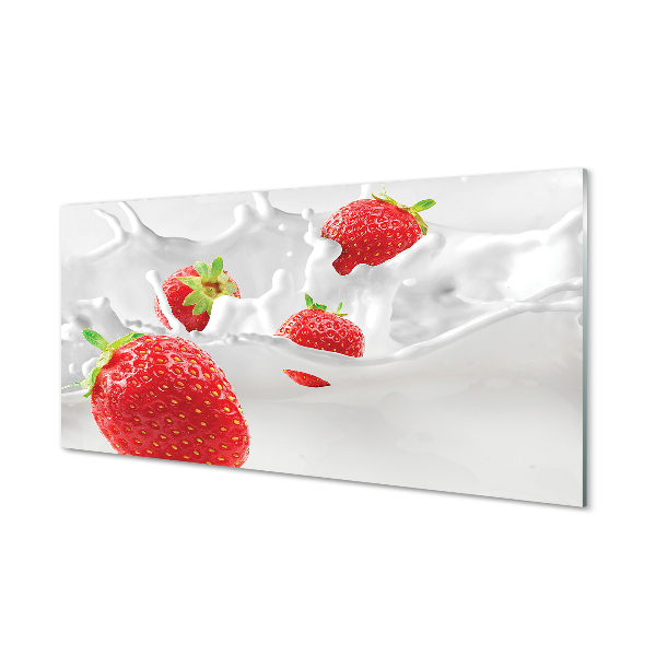 Tableau photo sur verre Lait fraise