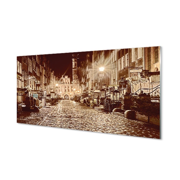 Tableau verre imprimé Gdańsk vieille ville nuit