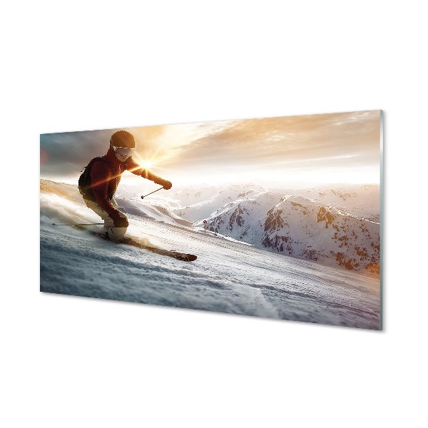 Tableau sur verre Bâtons de ski homme