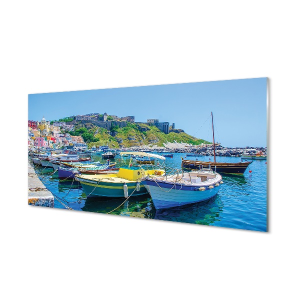 Tableau photo sur verre Montagnes navires de mer