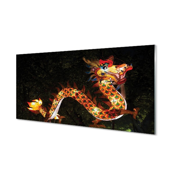 Tableau photo sur verre Dragon japonais illuminé