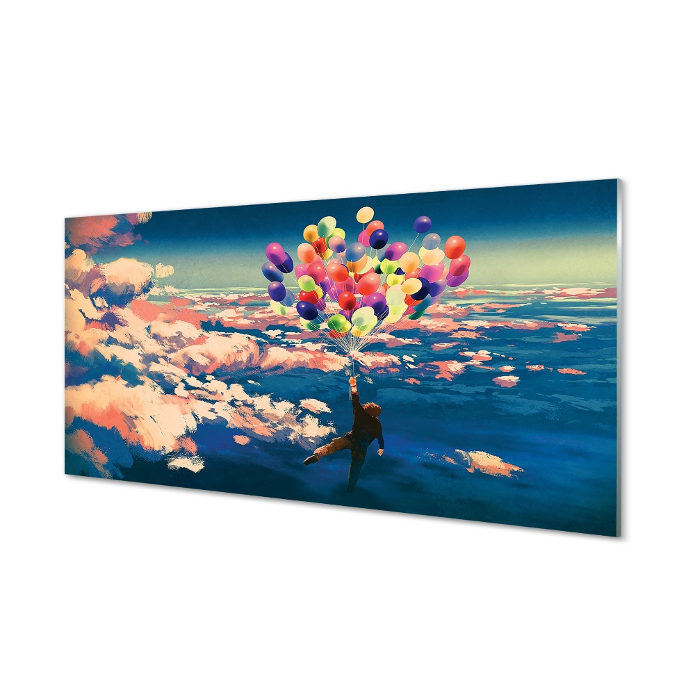 Tableau imprimé sur verre Nuages ciel ballons