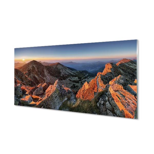 Tableau photo sur verre Coucher du soleil montagne