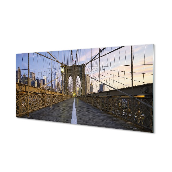 Tableau photo sur verre Gratte-ciel coucher de pont