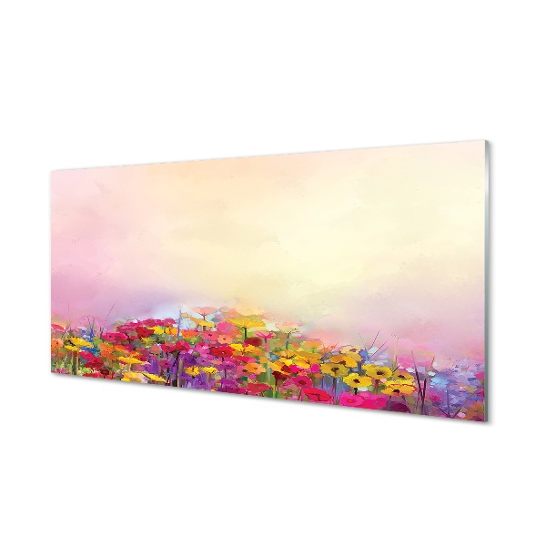 Tableau photo sur verre Image ciel fleurs