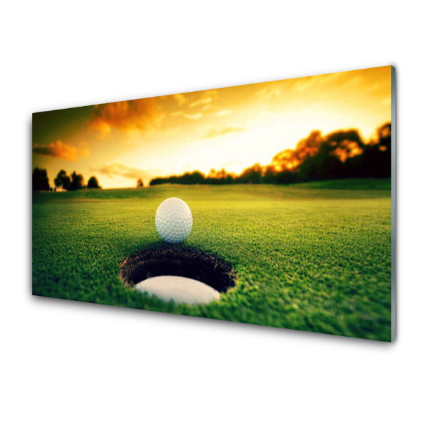 Tableau sur verre Herbe de balle de golf