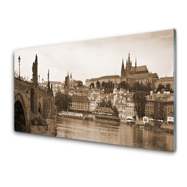 Tableau imprimé sur verre Paysage du pont de Prague