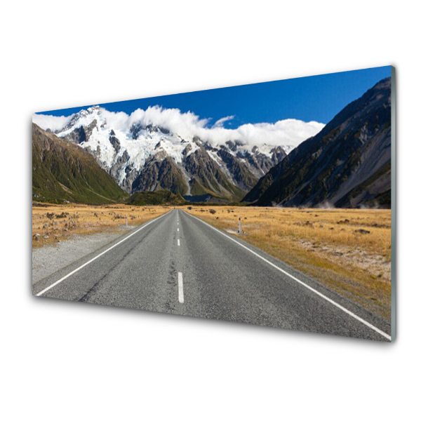 Tableau en verre Montagnes Route Neige Paysage