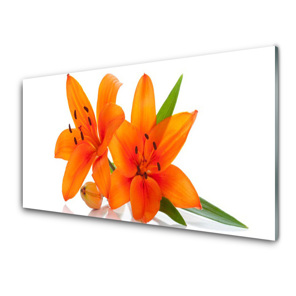 Tableau en verre Fleurs orange