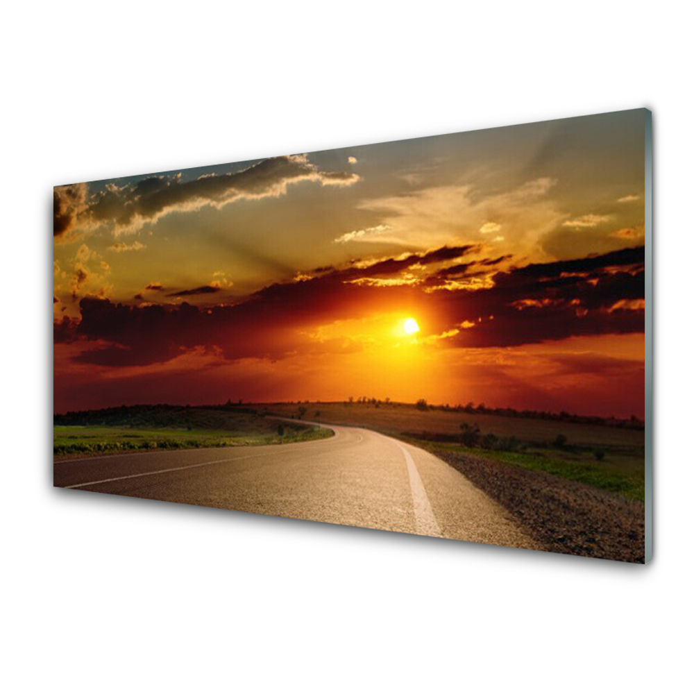 Tableau verre imprimé Soleil Route Paysage