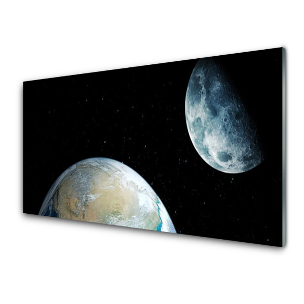 Tableau photo sur verre Lune Terre Espace