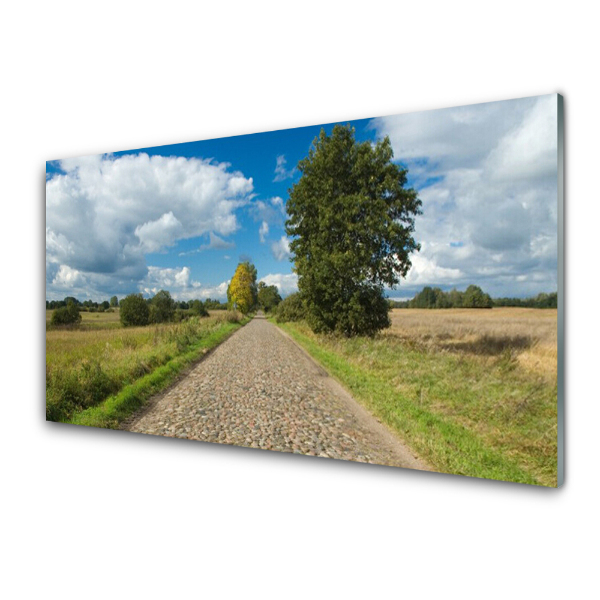 Tableau en verre Route de campagne Champ