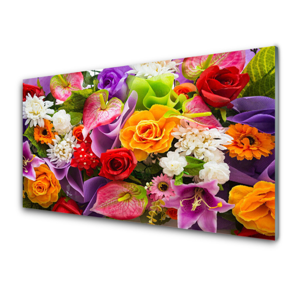 Tableau photo sur verre Fleurs colorées Plantes