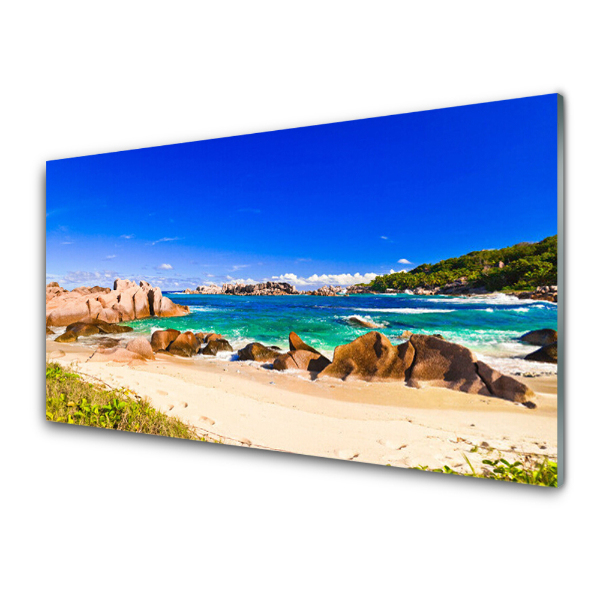 Tableau sur verre Paysage de plage et de baie