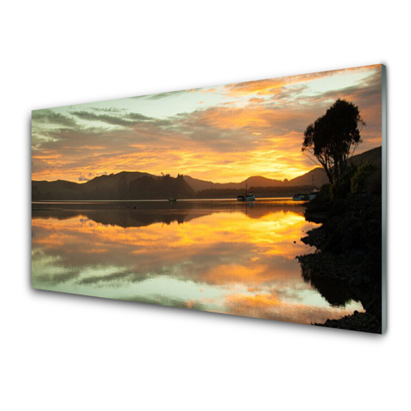 Tableau en verre Lac Montagnes Paysage