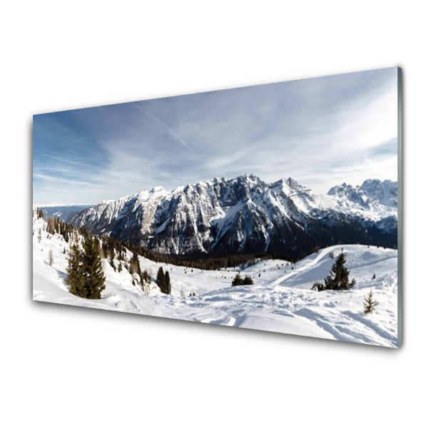 Tableau imprimé sur verre Montagnes Pics Hiver