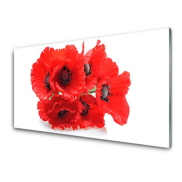 Tableau sur verre Fleurs rouges