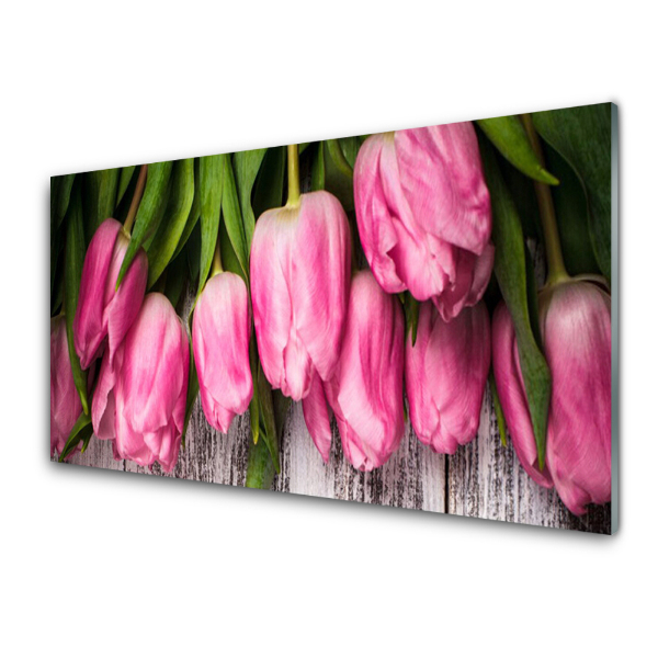 Tableau imprimé sur verre Fleurs de tulipes roses