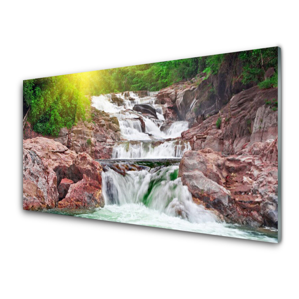 Tableau en verre Ruisseau Montagnes Roches