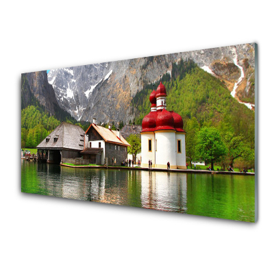 Tableau photo sur verre Maison de montagne Forêt