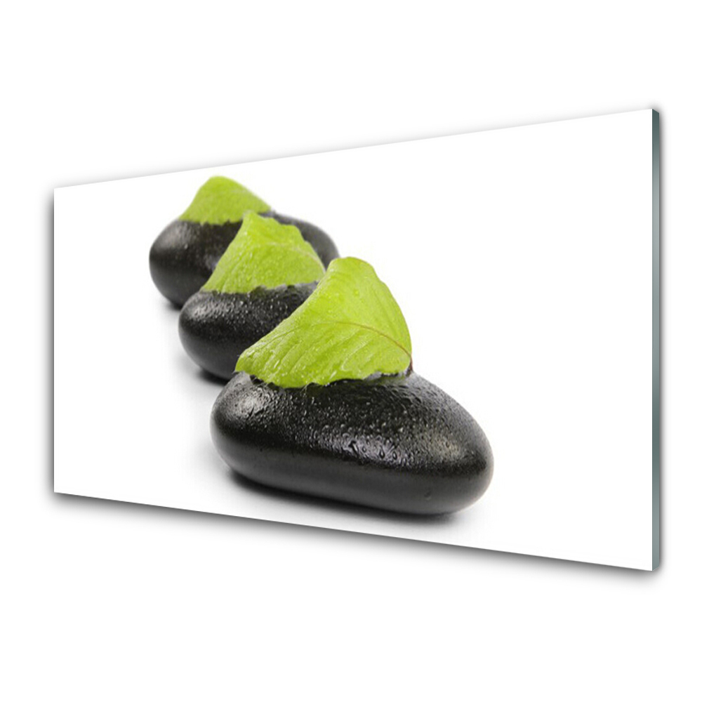 Tableau imprimé sur verre Feuilles de pierres noires