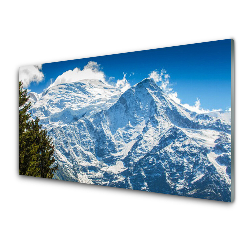Tableau en verre Sommets de montagne Hiver