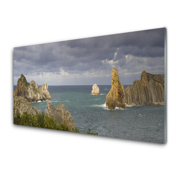 Tableau sur verre Paysage de rochers de mer