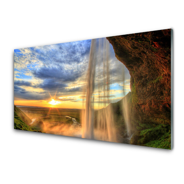 Tableau en verre Chute d'eau Eau Paysage