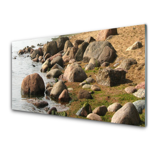 Tableau photo sur verre Côte Mer Plage Pierres