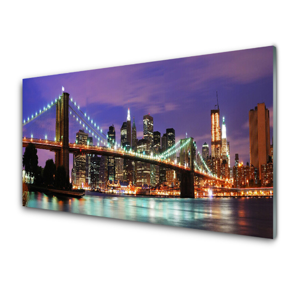 Tableau imprimé sur verre Bridge City Night