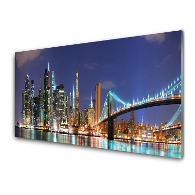 Tableau verre imprimé Pont de la ville la nuit